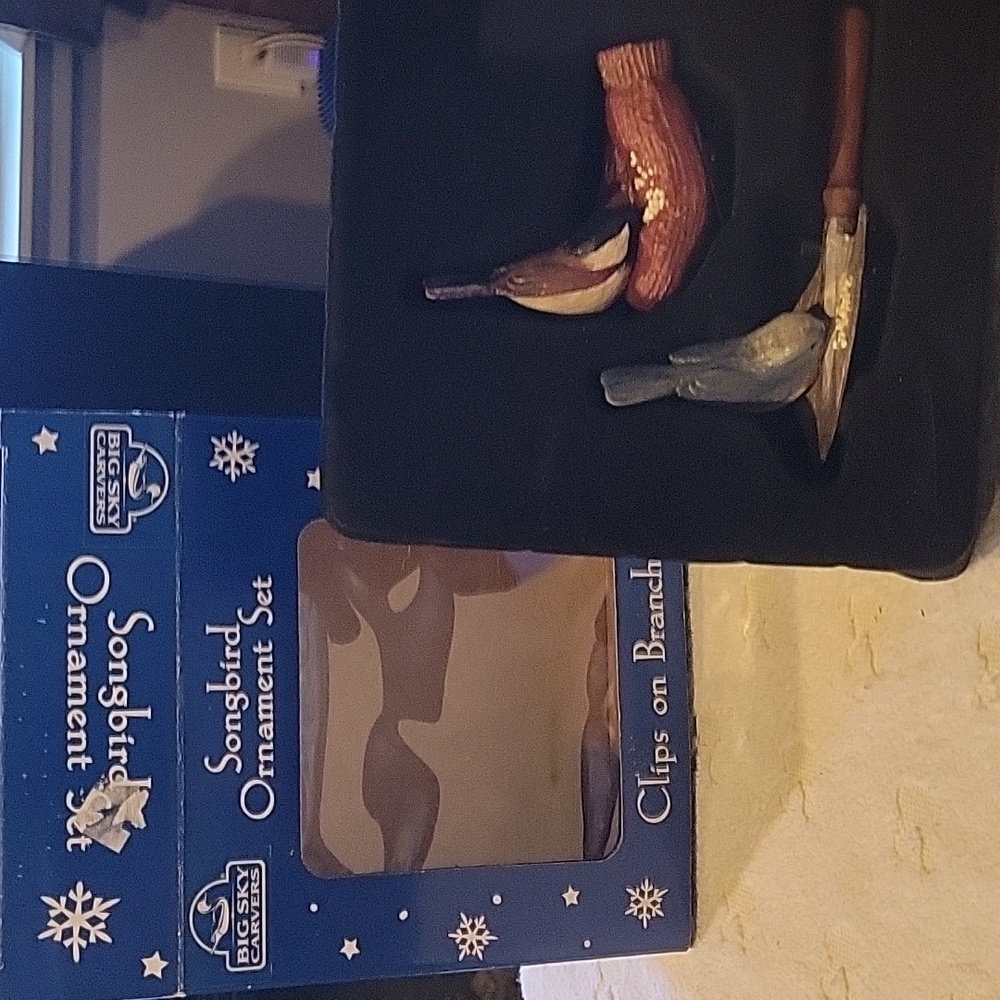 Songbird Ornaments, Set of 2, boxed.Clip on branches